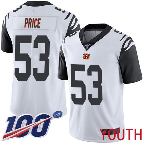 Cincinnati Bengals Limited White Youth Billy Price Jersey NFL Footballl #53 100th Season Rush Vapor Untouchable
